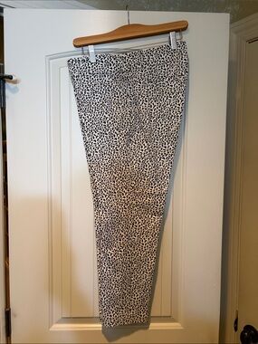 LOFT Black and White Leopard Print Cropped Pants